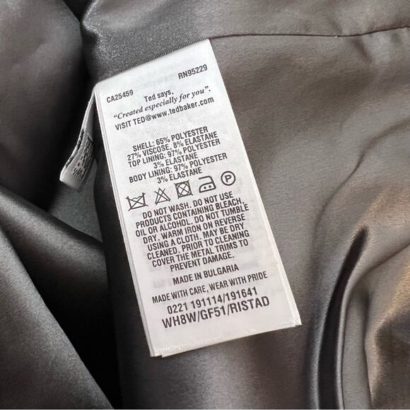 NWT Ted Baker Gray Check Ristad Dress 14 - Picture 7 of 11